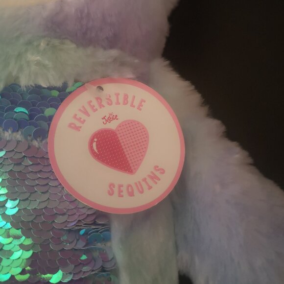 NWT Justice Blue & Purple Reversible Sequins Sloth w/ Marbled Soft Faux Fur 14" - Picture 5 of 11
